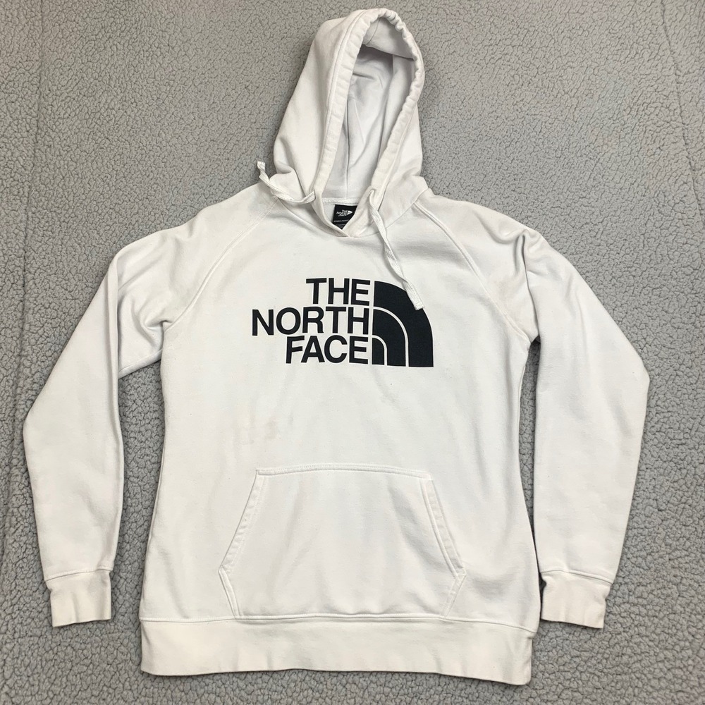 The‎ North Face Hoodie Womens L White Half Dome Logo Fleece Pullover